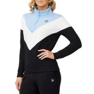 FILA Women's 1/4 Zip Pullover Sweatshirt Black
